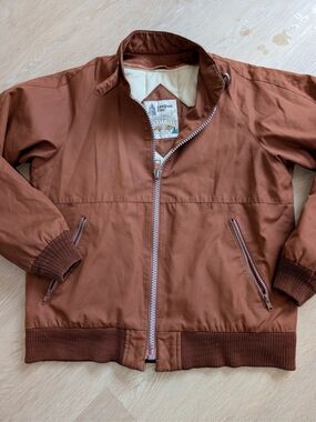 London Fog VTG Outdoors Unlimited Bomber Jacket Rust Brown Full Zip Mens 40 Reg